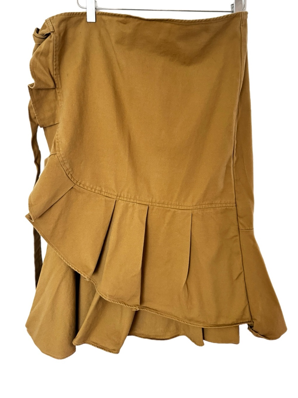 Target Who What Wear Khaki Tan Ruffled Midi Faux Wrap Skirt Sz 14